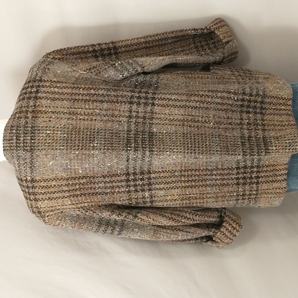 Donegal Ireland Woven Wool Jacket Neutral Plaid Irish Handcrafts Quality Natural - Picture 4 of 12
